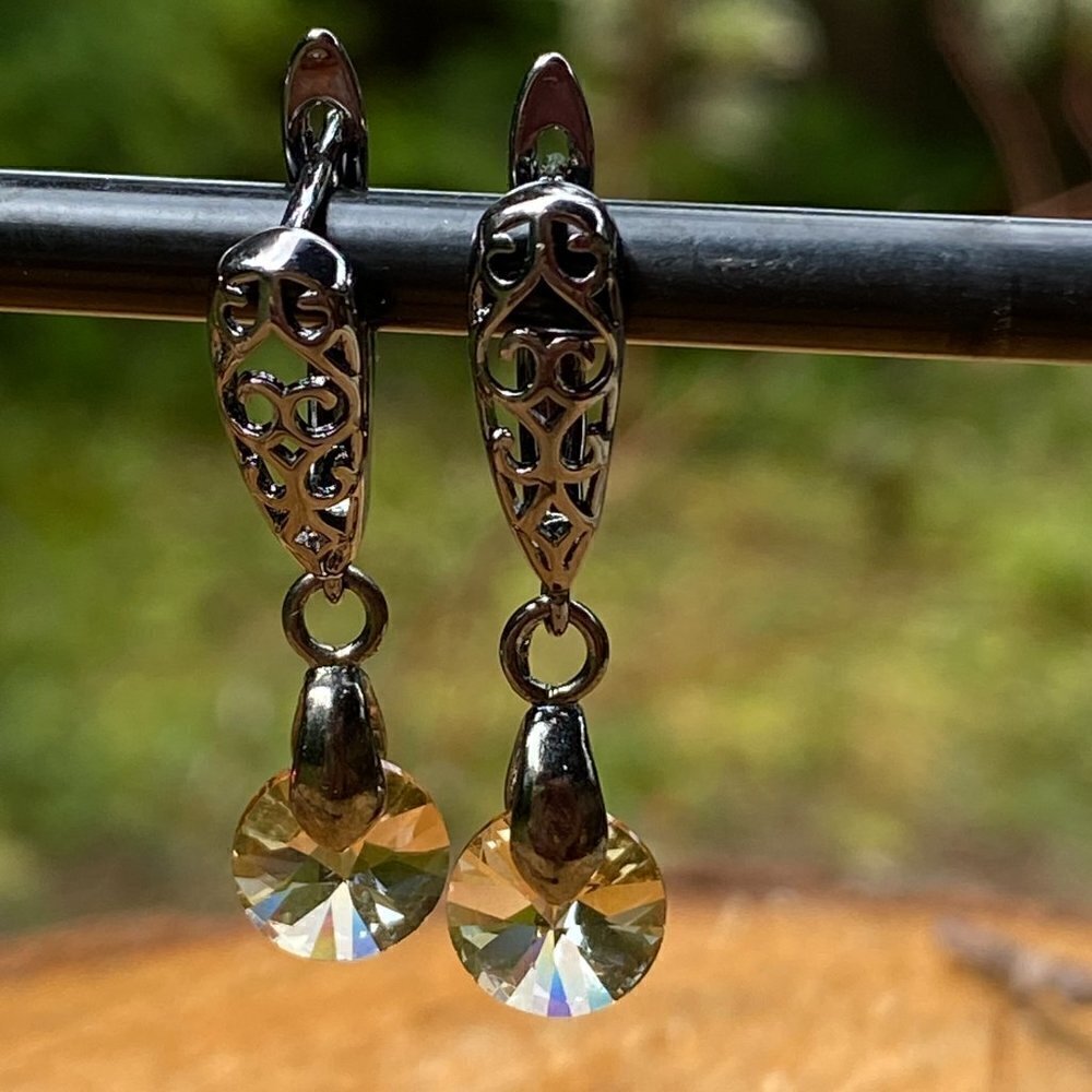 Handmade Czech Crystal Rivoli Earrings